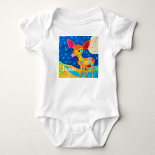 Adorable Little Baby Deer - Quilt-Like Design Bodysuit