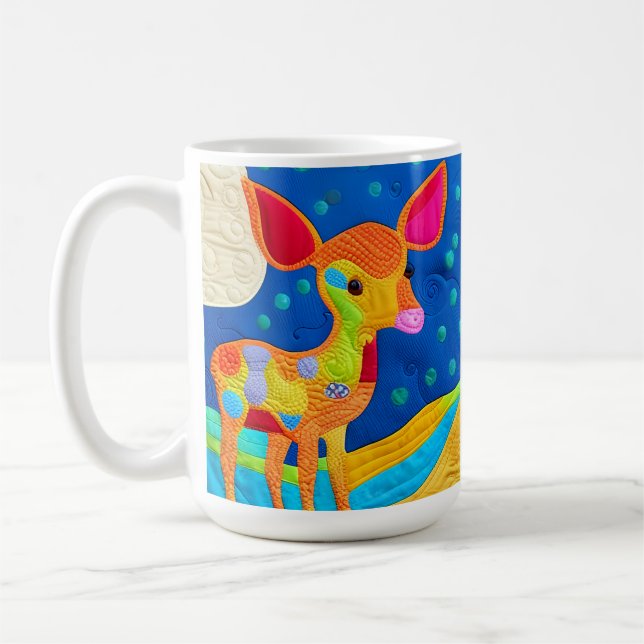 Adorable Little Baby Deer - Quilt-Like Design Coffee Mug (Left)