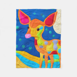 Adorable Little Baby Deer - Quilt-Like Design Fleece Blanket
