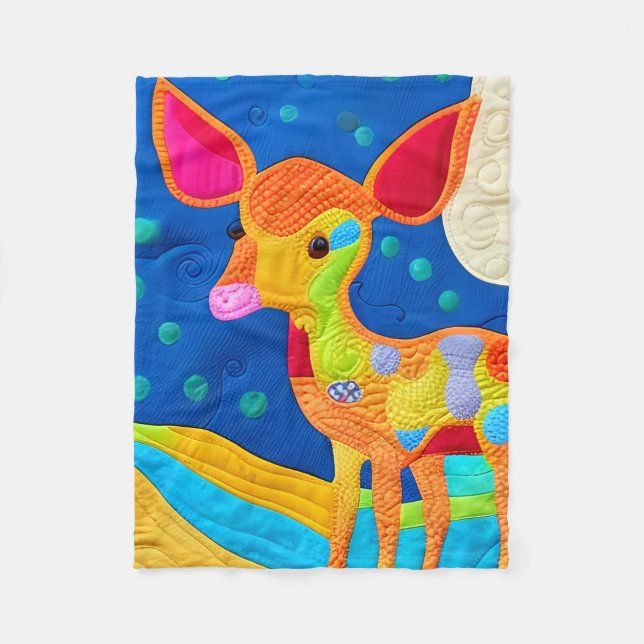 Adorable Little Baby Deer - Quilt-Like Design Fleece Blanket (Front)