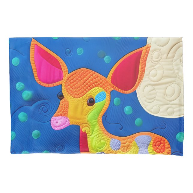 Adorable Little Baby Deer - Quilt-Like Design Pillowcase (Front)