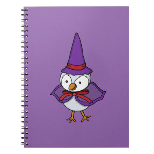 Adorable little bird wearing a wizard costume notebook