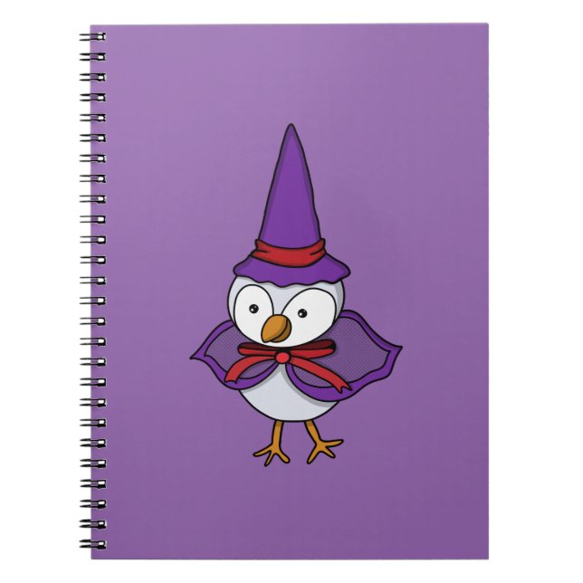 Adorable little bird wearing a wizard costume notebook (Front)