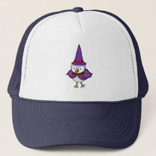 Adorable little bird wearing a wizard costume trucker hat