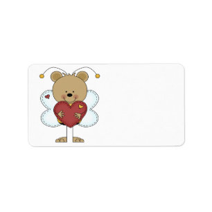 adorable little bumble bear holding a love heart label