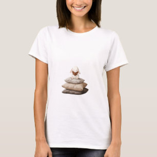 Adorable Little Bunny Reading on a Stack of Pillow T-Shirt
