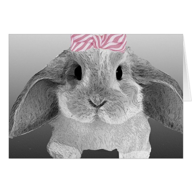 Adorable little bunny with a pink bow (Front Horizontal)