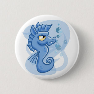 Adorable little cartoon seahorse 6 cm round badge