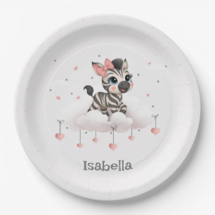 Adorable little cartoon zebra  paper plate