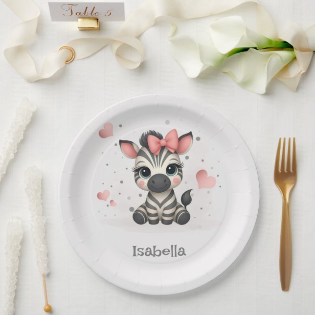 Adorable little cartoon zebra  paper plate (Wedding)