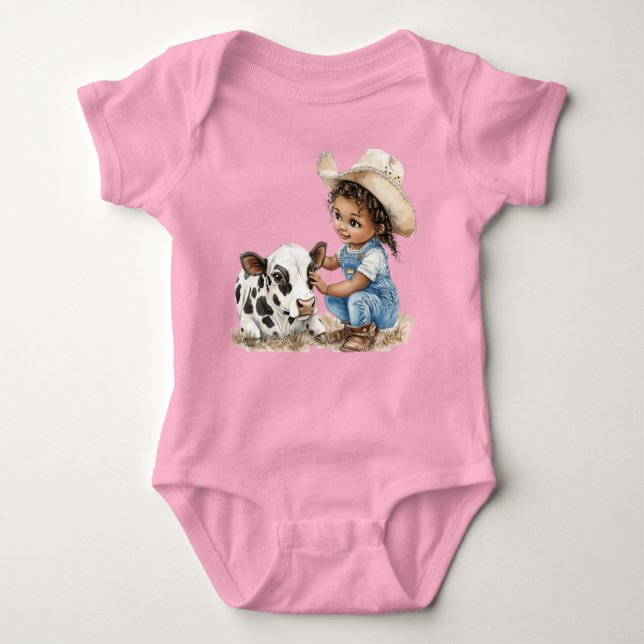  Adorable Little Cowgirl  (Customise it) Baby Bodysuit (Front)