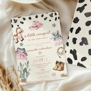 Adorable Little Cowgirl is on way girl baby shower Invitation