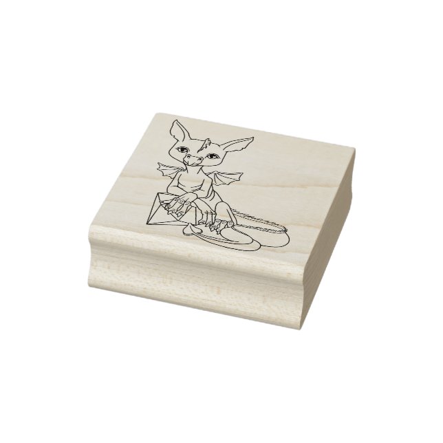 Adorable Little Dragon with Jewel Rubber Stamp (Stamp)