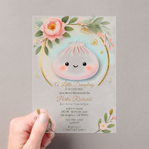 Adorable Little Dumpling Baby Shower  Acrylic Invitations