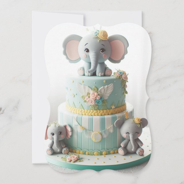 ADORABLE  LITTLE ELEPHANTS LAYER CAKE (Front)