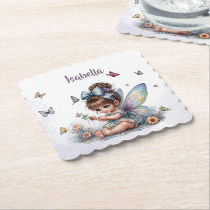 Adorable little fairy paper coaster