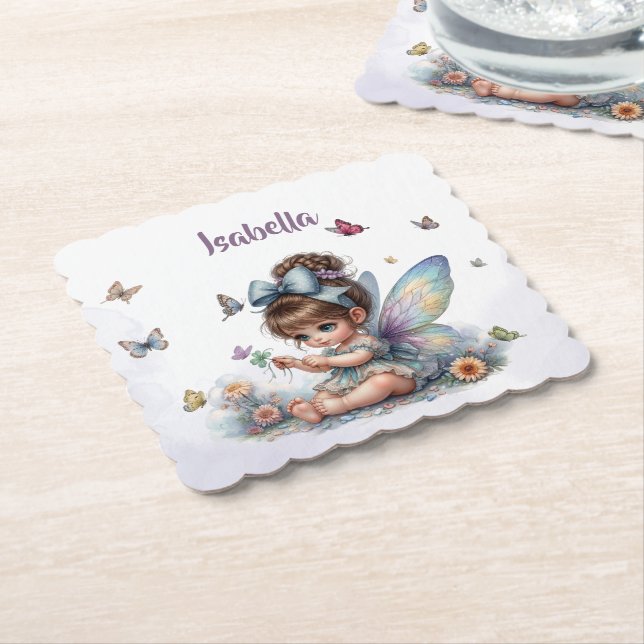 Adorable little fairy paper coaster (Angled)