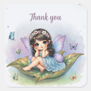 Adorable little fairy square sticker