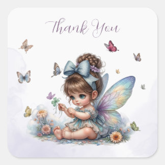 Adorable little fairy square sticker