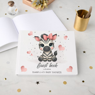 Adorable little female zebra guest book