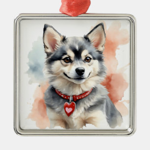ADORABLE LITTLE FLUFFY KLEE KAI DOG METAL ORNAMENT