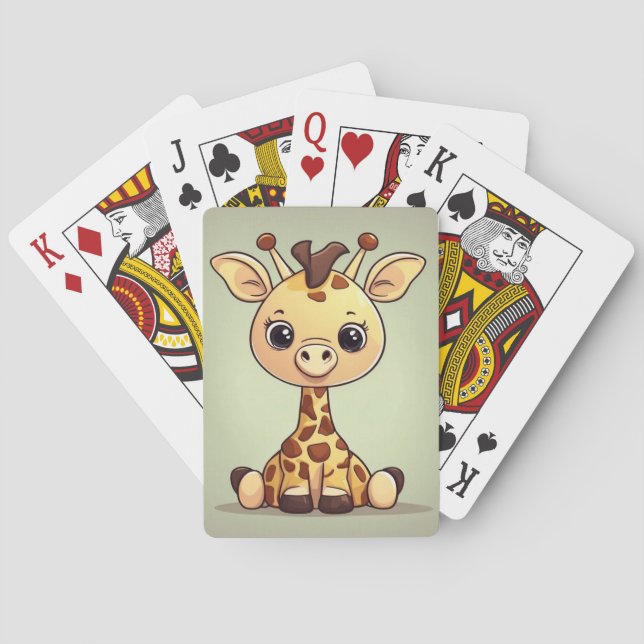 Adorable little giraffe playing cards (Back)