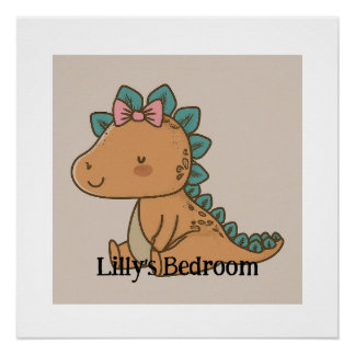 Adorable Little Girl Dinosaur - Cute Dino Design Poster