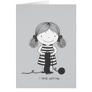 Adorable Little Girl Knitting I Love Knitting