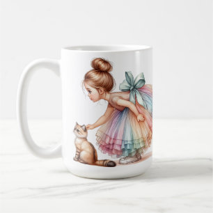 ADORABLE LITTLE GIRL WITH HER PET CAT COFFEE MUG