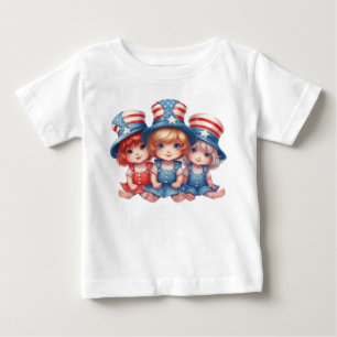 ADORABLE LITTLE GIRLS DRESSED IN RED WHITE BLUE BABY T-Shirt