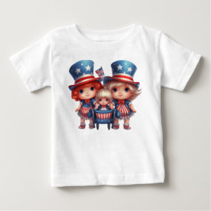 ADORABLE LITTLE GIRLS DRESSED IN RED WHITE BLUE BABY T-Shirt
