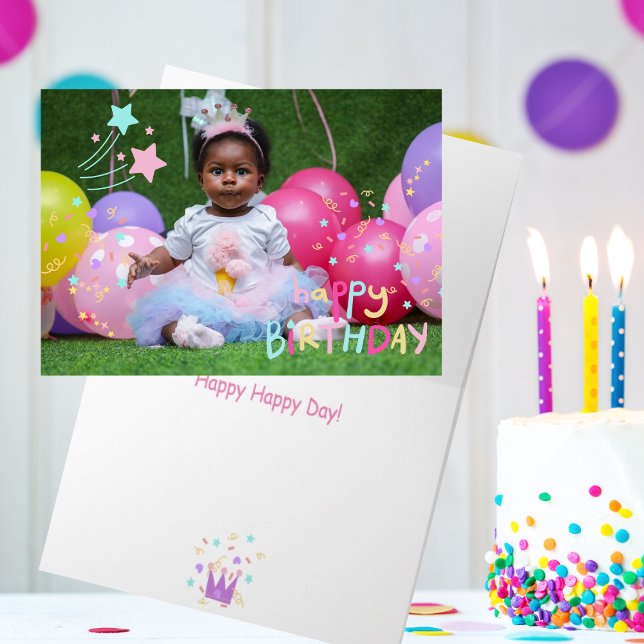 Adorable Little Girls Photo Folded Birthday Card (Creator Uploaded)