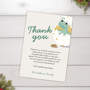 Adorable Little Green Hatching Baby Dinosaur Egg Thank You Card