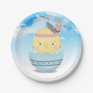 Adorable Little Hatched Chicken Baby Shower Paper Plate