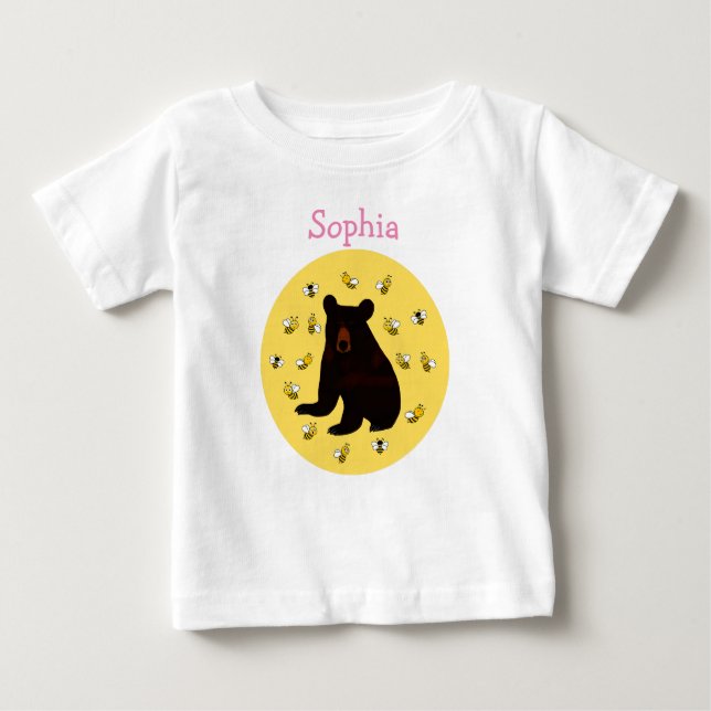 Adorable Little Honey Bee Bear Baby T-Shirt (Front)