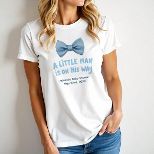 Adorable Little Man Baby Shower Blue Bow Tie T-Shirt