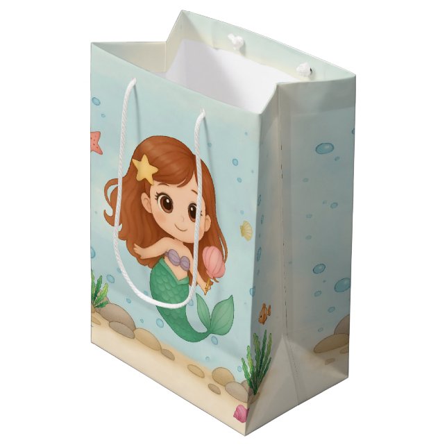 Adorable little mermaid medium gift bag (Front Angled)