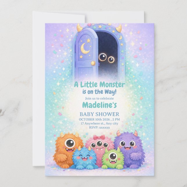 Adorable Little Monster Baby Shower Invitation  (Front)