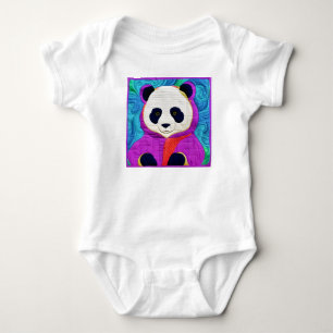Adorable Little Panda - Quilt-Like Design Baby Bodysuit