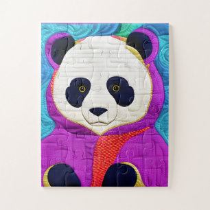 Adorable Little Panda - Quilt-Like Design Jigsaw Puzzle