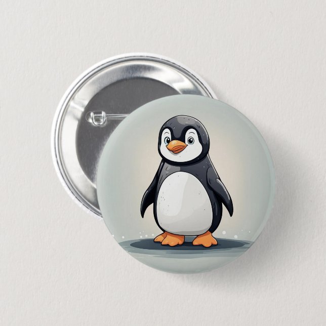 Adorable little penguin 6 cm round badge (Front & Back)