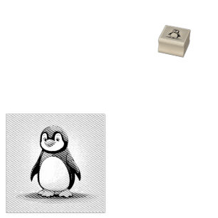 Adorable little penguin rubber stamp