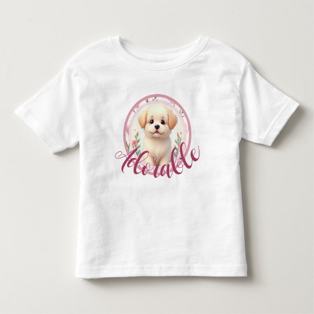 Adorable Little Puppy Dog Toddler T-Shirt (Front)