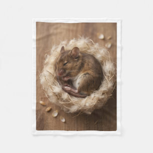 Adorable Little Squirrel In Cosy Nest Fleece Blank Blanket
