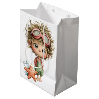 ADORABLE LITTLE SUMMER BOY WITH STARFISH MEDIUM GIFT BAG