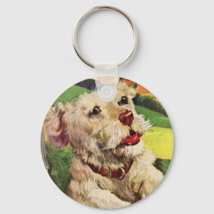 adorable little terrier dog illustration key ring