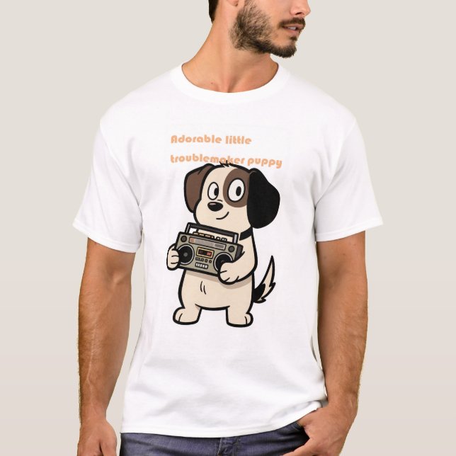 "Adorable Little Troublemaker Puppy" Men's  T-Shirt (Front)