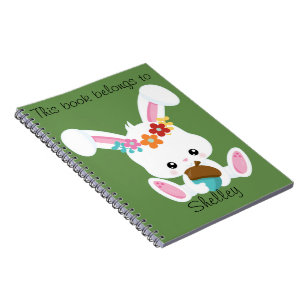 Adorable Little White Bunny Personalised Notebook