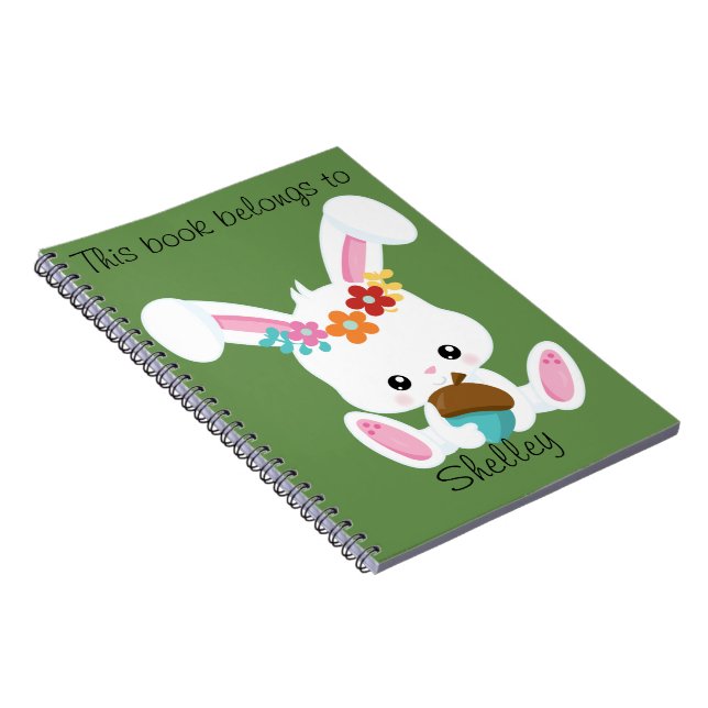 Adorable Little White Bunny Personalised Notebook (Right Side)