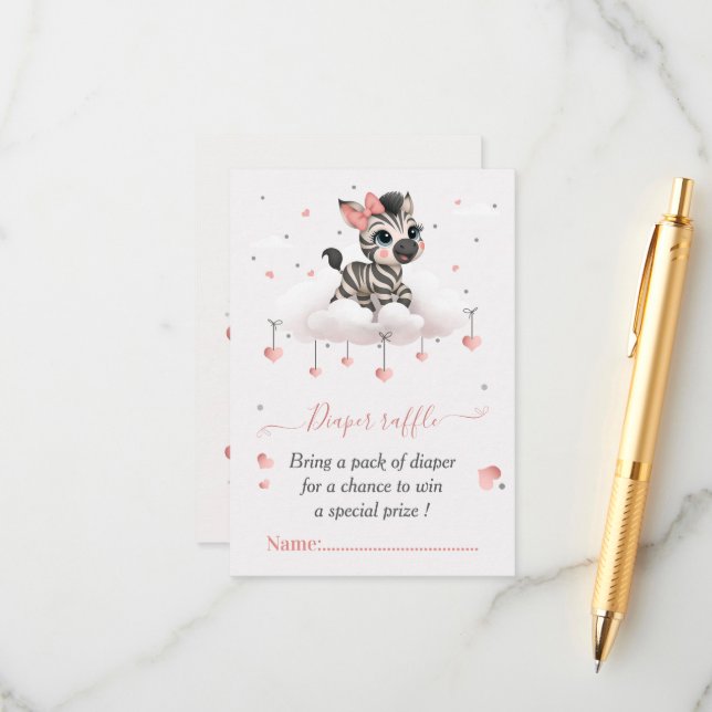 Adorable little zebra baby girl enclosure card (Front/Back In Situ)